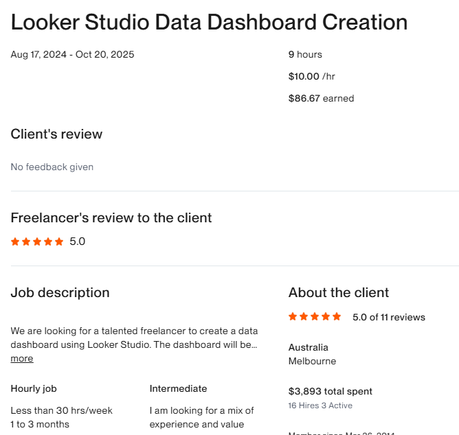 Looker Studio Data Dashboard Creation