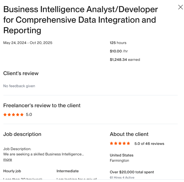 Business InteIIigence AnaIyst/DeveIoper for Comprehensive Data Integration and Reporting
