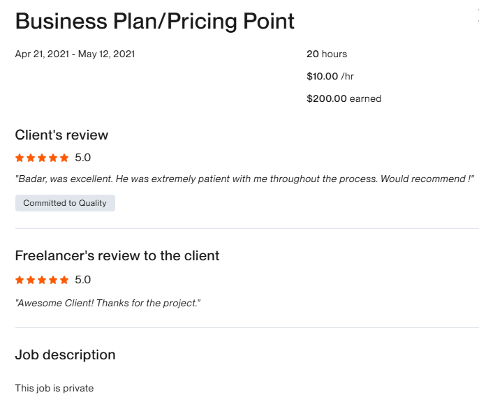 Business PIan/Pricing Point
