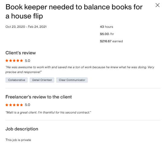 Book keeper needed to baIance books for a house flip